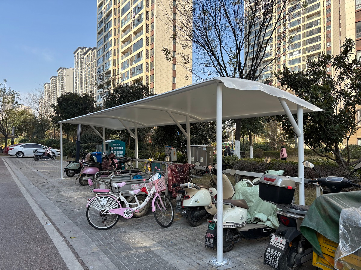 上海小区停车棚膜结构完工验收